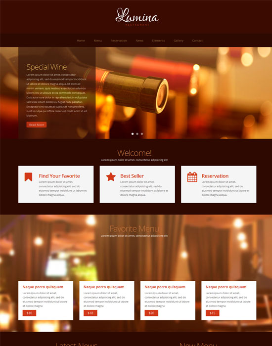 Lumina - thiet ke website nha hang 