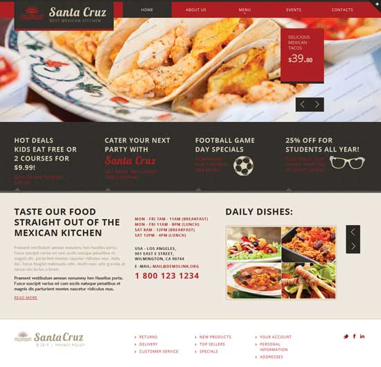 Tổng hợp 45 thiết kế website cafe miễn phí và cao cấp cho bạn tải về (P.2) Mexican thiet ke website nha hang
