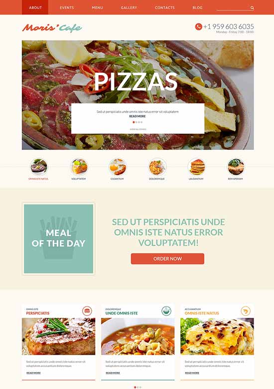 Tổng hợp 45 thiết kế website cafe miễn phí và cao cấp cho bạn tải về (P.2) Moris Cafe thiet ke website nha hang