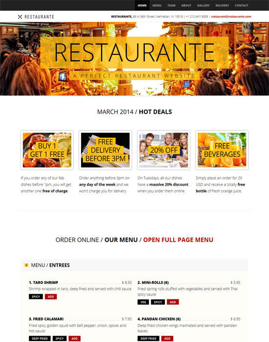 Restaurante - thiet ke website cafe mien phi