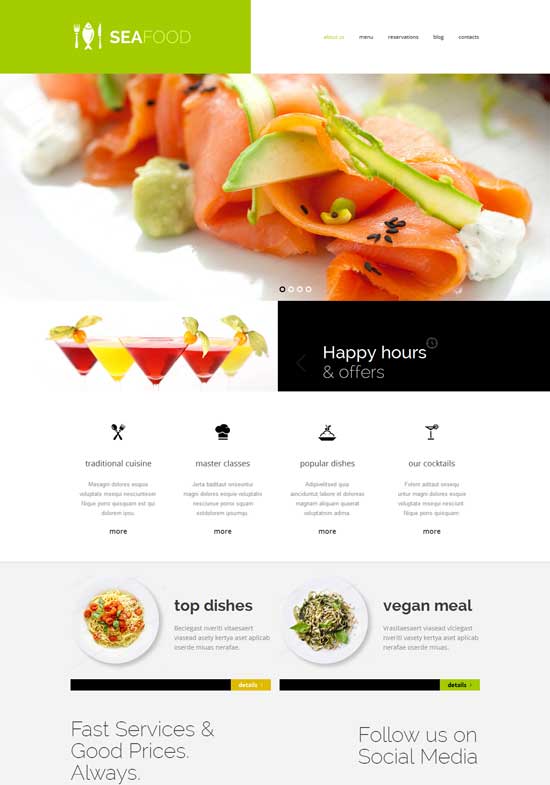 Tổng hợp 45 thiết kế website cafe miễn phí và cao cấp cho bạn tải về (P.2) Seafood thiet ke website nha hang