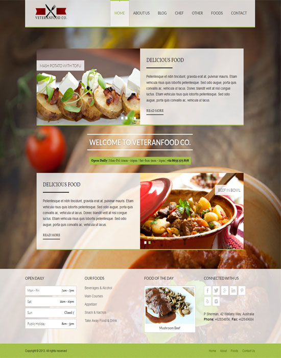 Veteranfood thiet ke website nha hang 