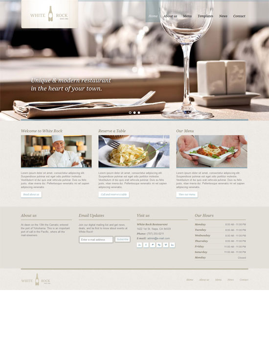 White Rock - Restaurant & Winery Website Template