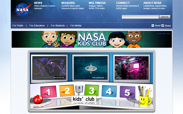 NASA Kids Club thiet ke website dep
