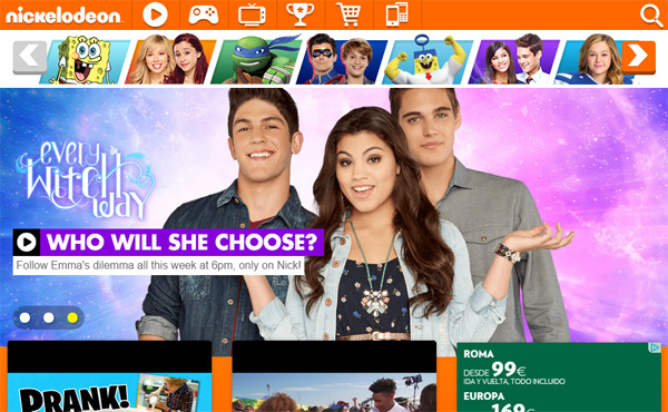 Nickelodeon thiet ke website dep
