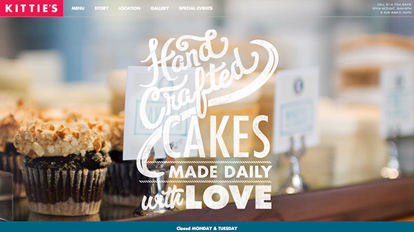 Vẻ đẹp mộc mạc của Typography phong cách vẽ tay trên website Kittie's Cakes typography trong thiet ke web