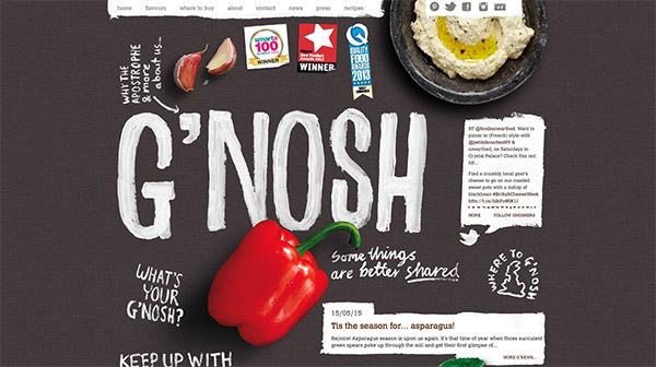 Vẻ đẹp mộc mạc của Typography phong cách vẽ tay trên website G'nosh typography trong thiet ke web