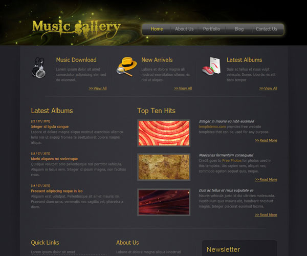 Music Gallery Websitethiet ke website am nhac