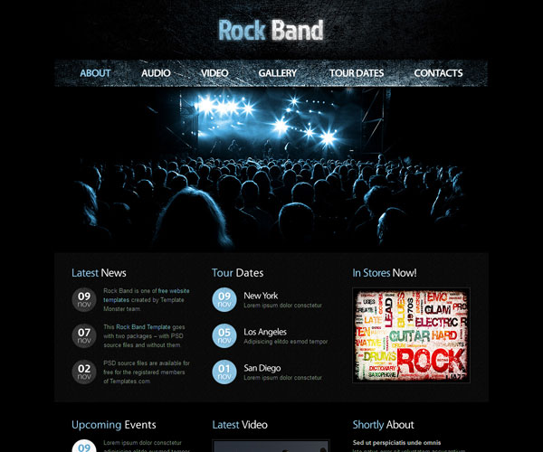 Rock Band Websitethiet ke website am nhac