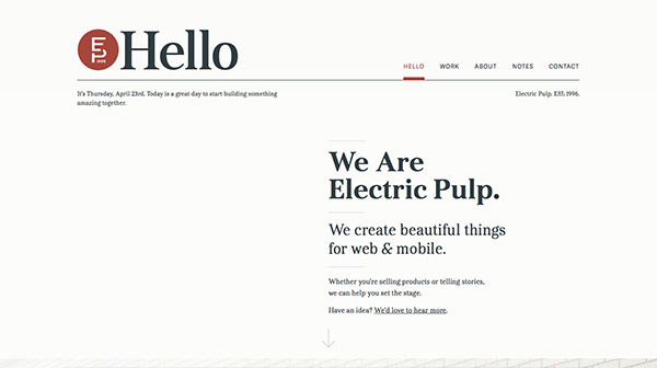 25 website truyền tải thành công dòng thông điệp rõ ràng & ngắn gọn Electric Pulp thiet ke website dep