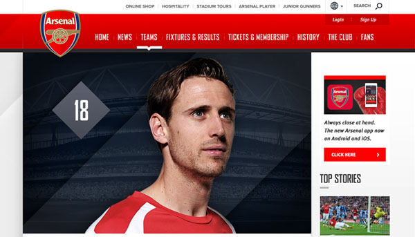 Arsenal Football Club thiet ke website the thao