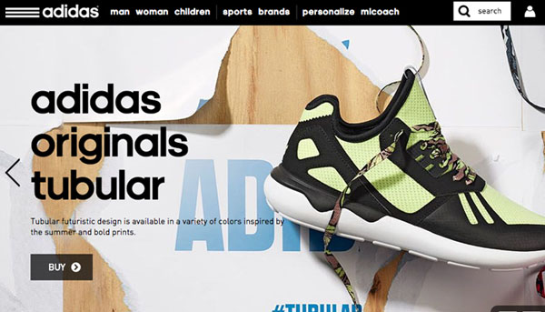 Adidas website thiet ke website the thao