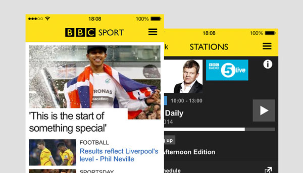 BBC Sport app thiet ke website the thao