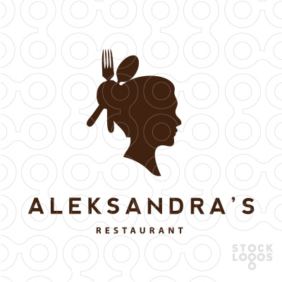 35+ thiết kế logo phác họa duyên dáng chân dung phái đẹp Aleksandra’s Restaurant thiet ke logo dep