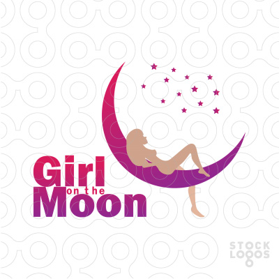 35+ thiết kế logo phác họa duyên dáng chân dung phái đẹp Girl on the Moon thiet ke logo dep