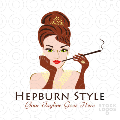 35+ thiết kế logo phác họa duyên dáng chân dung phái đẹp Hepburn Style thiet ke logo dep