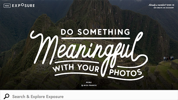 Tổng hợp thiết kế web sử dụng ảnh phong cảnh tuyệt đẹp Exposure thiet ke website dep