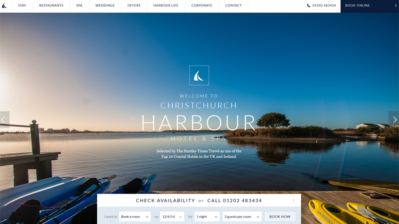 Christchurch Harbour thiet ke website khach san