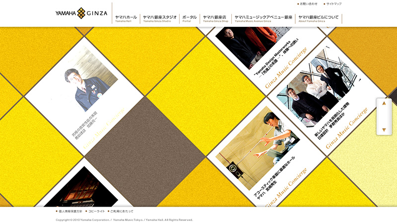 Bố cục web phá cách nhờ các hình khối táo bạo Yamaha Ginza bo cuc website sang tao