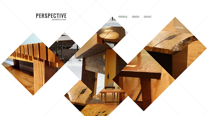 Bố cục web phá cách nhờ các hình khối táo bạo Perspective Woodworks & Design bo cuc website sang tao