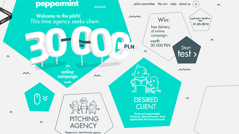 Bố cục web phá cách nhờ các hình khối táo bạo Peppermint bo cuc website sang tao