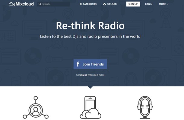 mixcloud website homepage blue Thiet ke website startup dep