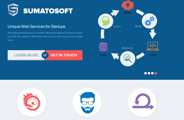 sumatosoft blue homepage coding Thiet ke website startup dep