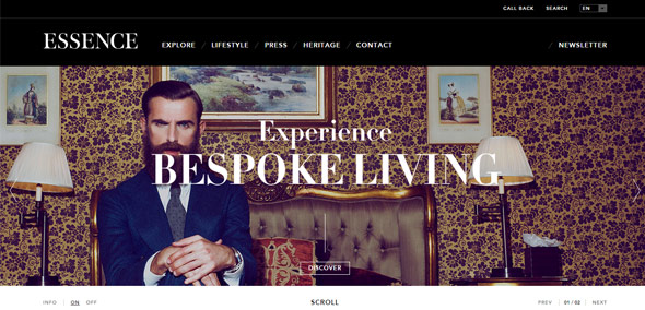 Đẳng cấp sang trọng và thanh lịch của 25 bố cục webite hiện đại Essence cach thiet ke website dep