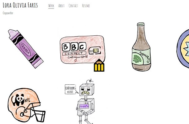 Sự góp mặt của 24 portfolio của copywriter trong kho website đẹp lora olivia faris copywriter portfolio Thiet ke website ca nhan