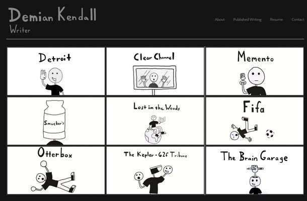 demian kendall website copywriter portfolio layout Thiet ke website ca nhan