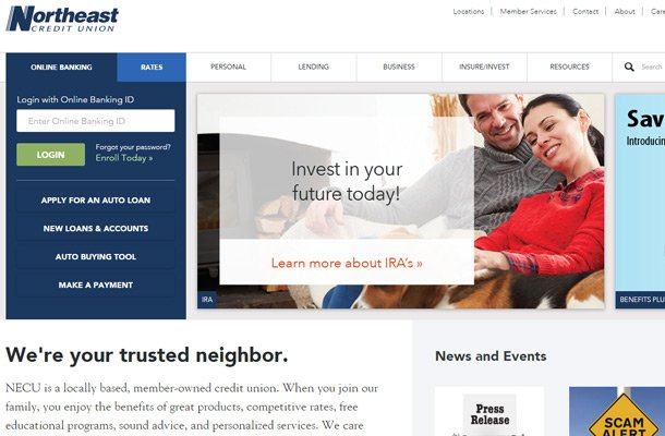 Website của các ngân hàng & tổ chức tài chính có gì đặc biêt? ne credit union website Thiet ke website chuyen nghiep