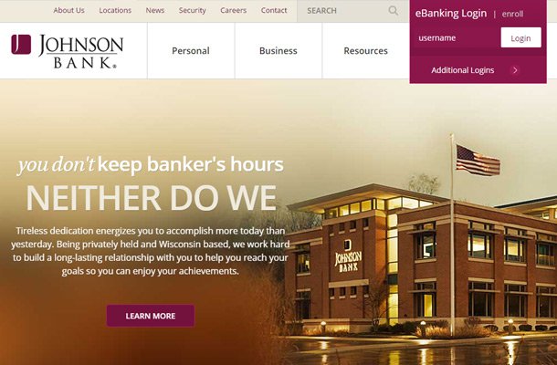 Website của các ngân hàng & tổ chức tài chính có gì đặc biêt? johnson bank homepage website layout Thiet ke website chuyen nghiep