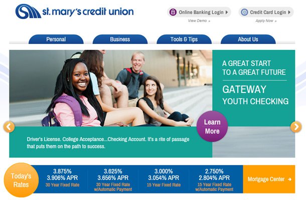 Website của các ngân hàng & tổ chức tài chính có gì đặc biêt? st marys credit union webdesign Thiet ke website chuyen nghiep