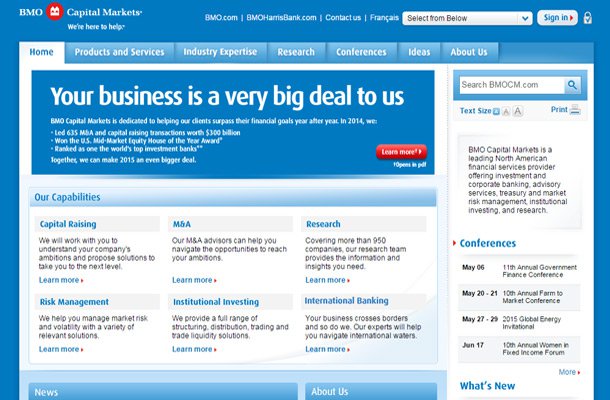 Website của các ngân hàng & tổ chức tài chính có gì đặc biêt? bmo capital markets website design Thiet ke website chuyen nghiep