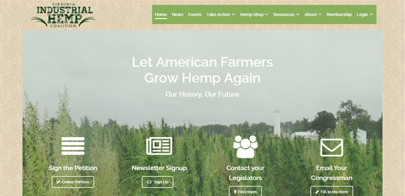 Điều gì làm nên sức hút từ 22 website chủ đề phi lợi nhuận? Virginia-Industrial-Hemp-Coalition cach thiet ke website dep
