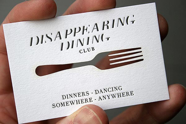 Thiet ke bo nhan dien thuong hieu sang tao Disappearing-Dining-Club-Laser-cut-Business-Card