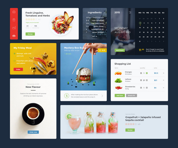 food user interface psd kit thiet ke web