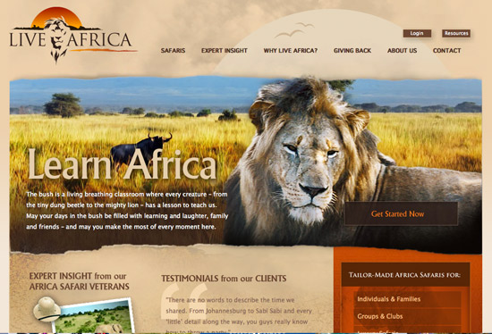 thiet ke website du lich Live Africa