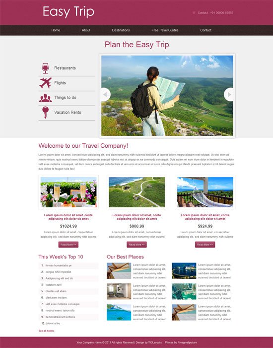 Mẫu thiết kế web du lịch miễn phí 005 - pc