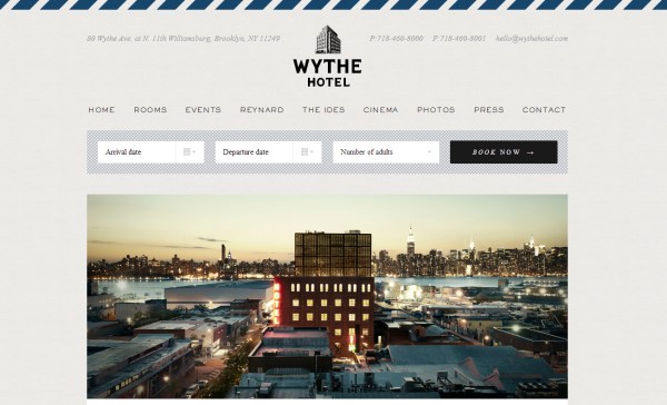 Thiết kế website khách sạn ấn tượng Wythe Hotel
