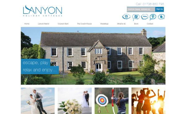 những thiết kế website du lịch và thiết kế website khách sạn ấn tượng Lanyon Holiday Cottages