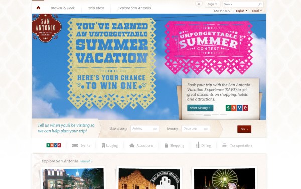 những thiết kế website du lịch và thiết kế website khách sạn ấn tượng Visit San Antonio