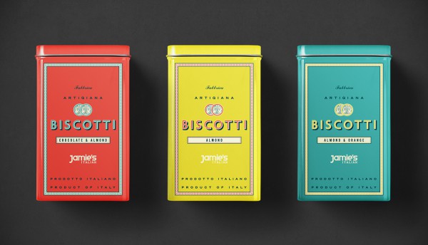 thiết kế bao bì sản phẩm Biscottis của Jamie Oliver