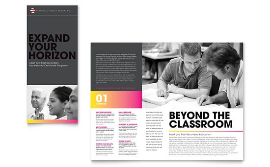 thiết kế nhận diện thương hiệu Adult Education & Business School Tri Fold Brochure ấn tượng