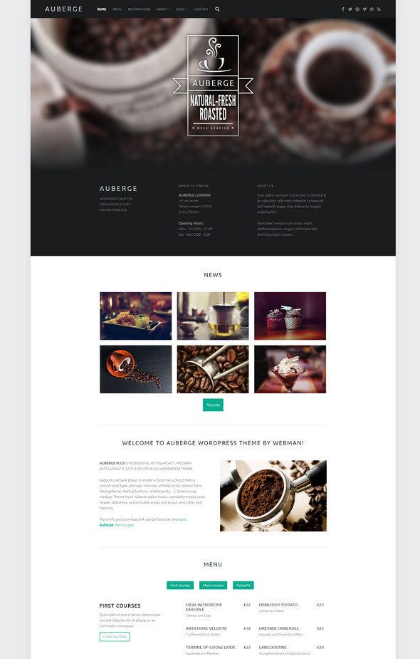 thiết kế website thực phẩm Auberge
