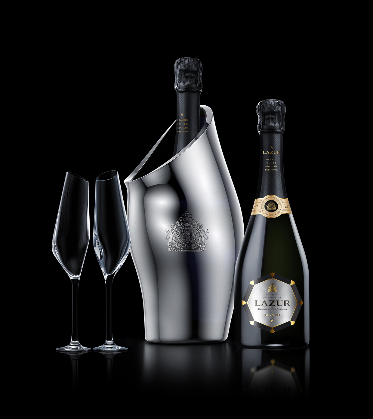 thiết kế bao bì sản phẩm rượu champagne Lazur