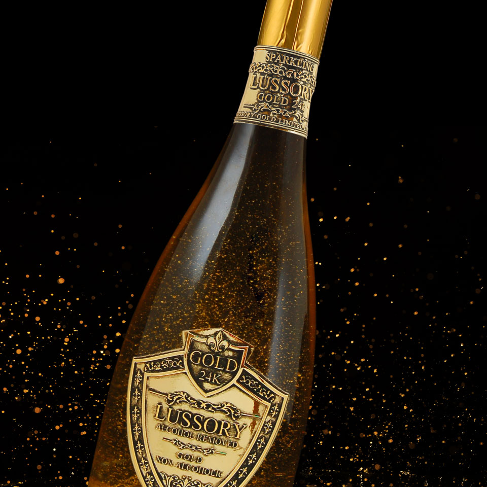 thiết kế bao bì sản phẩm rượu champagne Lussory Gold 24K