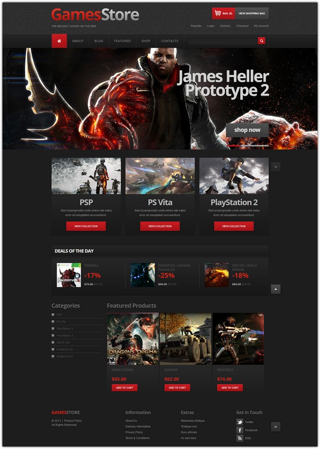 thiết kế website game bằng PHP Games Store Jigoshop Theme