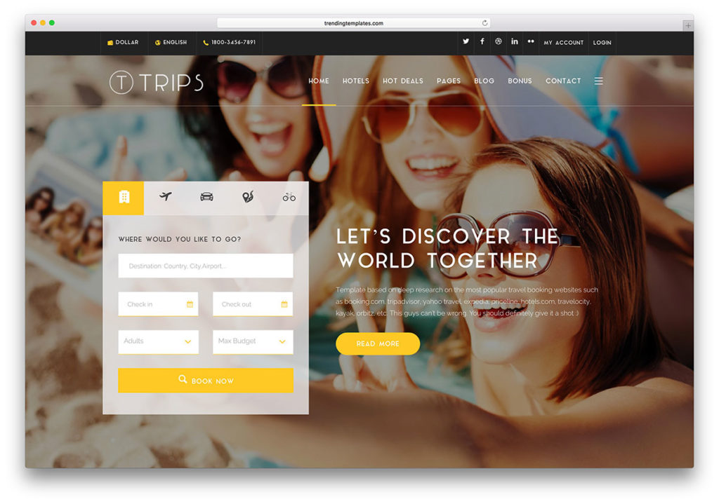 Tìm hiểu mẫu thiết kế website du lịch HTML5 Trips 2