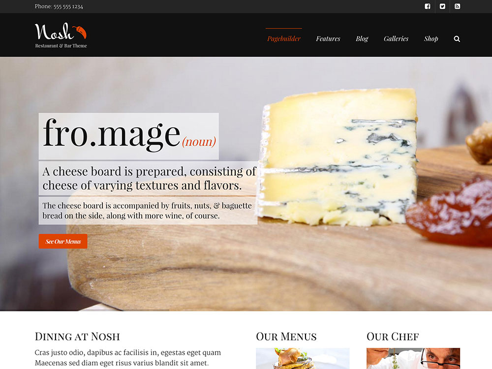 Tìm hiểu về chủ đề WordPress 2016 Nosh và California dành cho thiết kế website nhà hàng